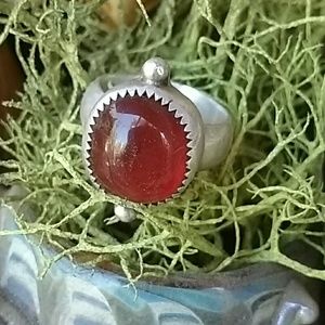 Thistle Silver Carnelian Ring